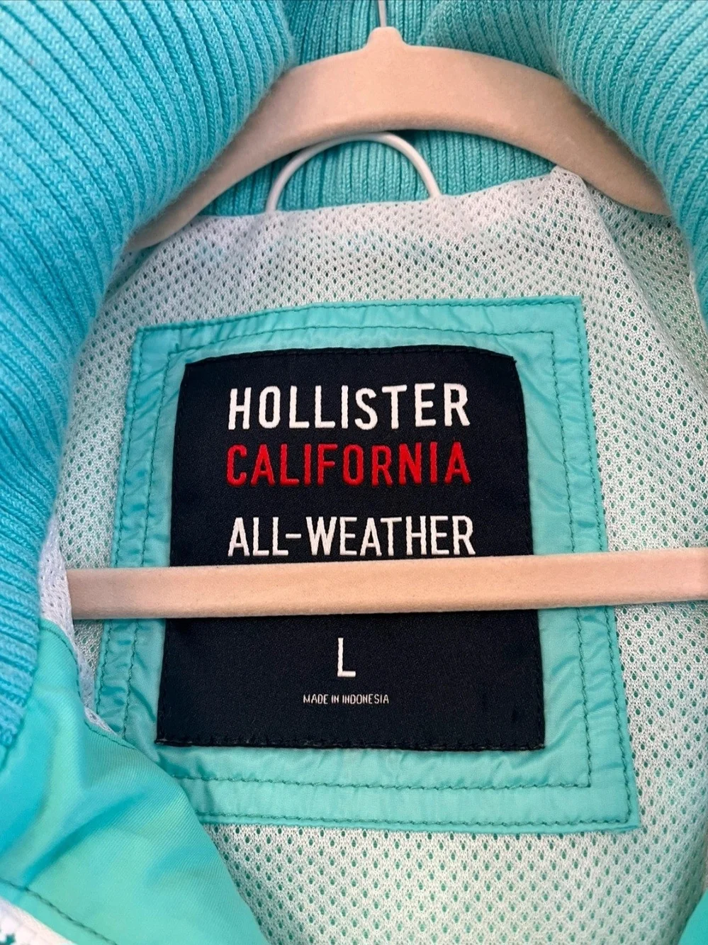 Hollister Teal Utility Jacket with Ribbed Funnel Collar Size Large